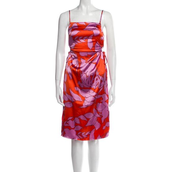 Christian Lacroix Dresses & Skirts - Christian Lacroix Midi Dress M Silky Satin Floral Cutout Resort Beach $460
